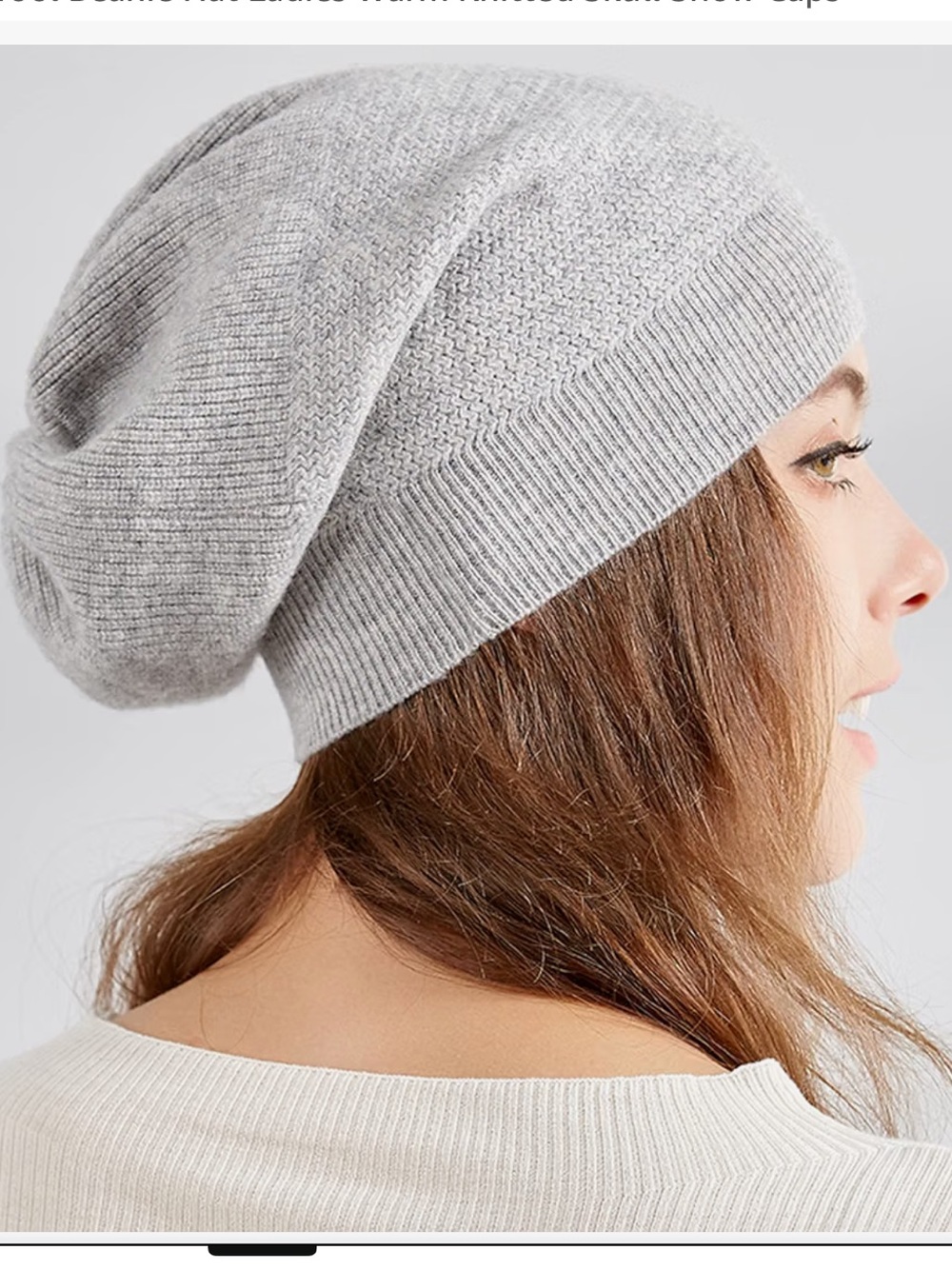 Light Gray Knit Slouch Beanie